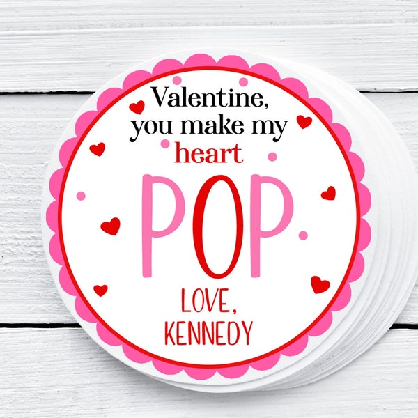 Shipped Valentine You Make My Heart Pop Tag, Kids Valentines For School Classroom Valentine's Day Party,  Girls Valentines For Class