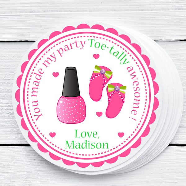 Spa Birthday Party, Spa Favor Tag, Girls Birthday Party, Toe-Tally Awesome, Sleepover, Slumber Party, Pedicure Favor Tag, Manicure Favor Tag