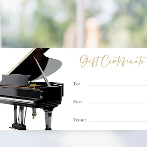 Editable Piano Lessons Gift Certificate Template Printable Piano Gift