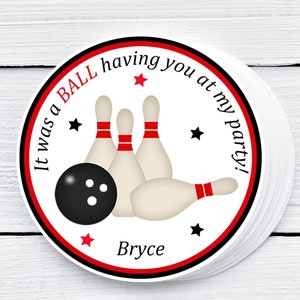 Bowling Party, Bowling Favor Tag, Bowling Birthday, Kids Bowling Birthday Party, Boys Bowling, Red and Black Bowling, Bowling Party Favors image 1