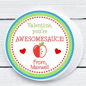 You're Awesomesauce, Valentine's Day Tag, Applesauce Valentine, Valentines Classroom, Applesauce Squeeze Pouch, School Valentines, Preschool