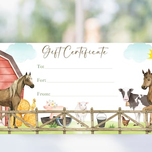 Editable Farm Horseback Riding Gift Certificate Voucher Template