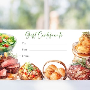 Editable Steak Dinner Gift Certificate Template Family Dinner Coupon