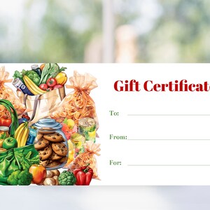 Printable Grocery Store Gift Certificate Template Editable Grocery Shopping Coupon Voucher ...
