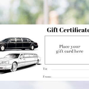 Afdrukbaar autoservicechauffeurcertificaat om je eigen cadeaubon aan toe te voegen, bewerkbare sjabloon voor transportcadeaubon Autocoupon Corjl