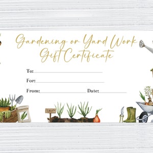 Editable Gardening or Yard Work Gift Certificate Template, Christmas