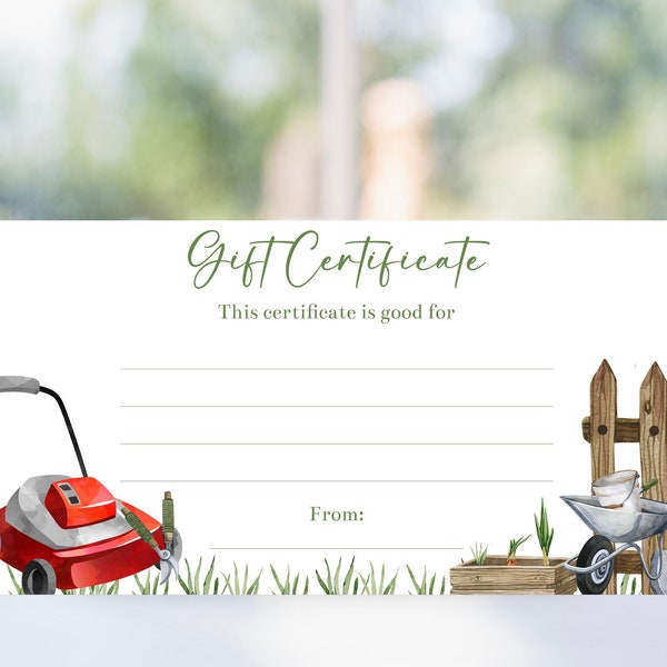 Editable Lawn and Gardening Gift Certificate, Lawn Mowing Coupon Voucher, Yard Work, Father's Day Gift, Birthday Gift, Christmas Gift Corjl