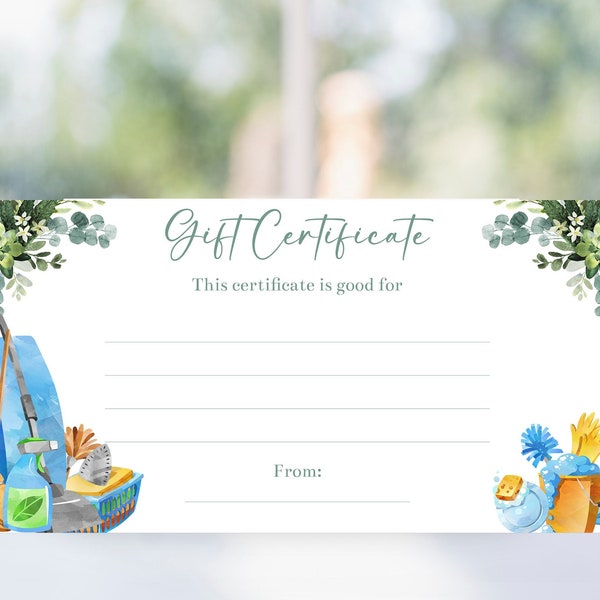 Editable House Cleaning Gift Certificate Template, Printable Chores Coupon Voucher, Christmas Birthday New Mom Valentine's Day, Corjl