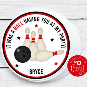 Editable Bowling Party Birthday Favor Tag, Printable Bowling Party, Bowling Party Favor Tag, Bowling Birthday, Bowling Party, Corjl, Instant image 1