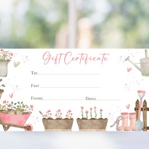 Editable Gardening Gift Certificate Template Mother #39 s Day Birthday