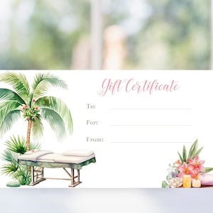 Plantilla imprimible de certificado de regalo de masaje, cupón imprimible para un día de spa, regalo de cumpleaños de Navidad para mamá primeriza, regalo para el Día de la Madre, Corjl