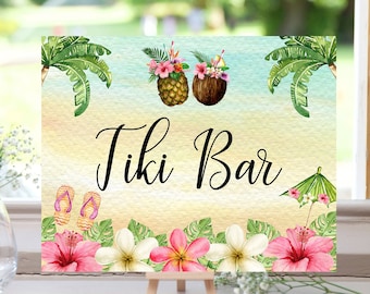Tiki Bar Sign Printable Hawaiian Luau Party Decorations - Etsy