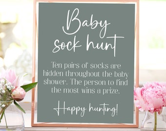 Baby Sock Hunt Game, Sage Green Baby Shower, Minimalist Baby Shower Decorations, Boho Baby Shower, Modern Baby, Instant Download, SGBS