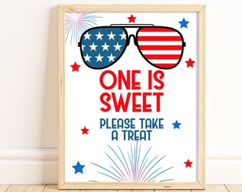 One Is Sweet Please Take a Treat Sign One Cool Dude First Birthday Party Decorations Birthday Party Sign 1st Birthday Sunglasses ONEF
