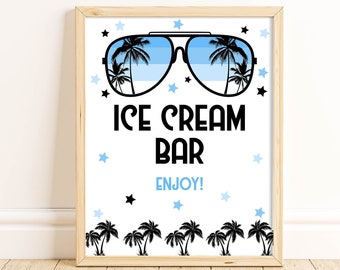 One Cool Dude Ice Cream Bar Sign, Party Decorations, Birthday Party Sign, 1st Birthday, Sunglasses, Instant Download, Boys Birthday, BLOC