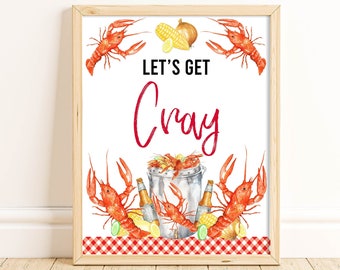 Printable Let's Get Cray Sign, Crawfish Boil Decorations, Crawfish Dinner, Crawfish Party Decorations, Instant Download, Craw Fish, CFBP