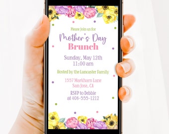 Editable Mother's Day Brunch Digital Invitation, Mom's Day Brunch Text or Email Invite, Mother's Day Luncheon Digital Invitation, Corjl