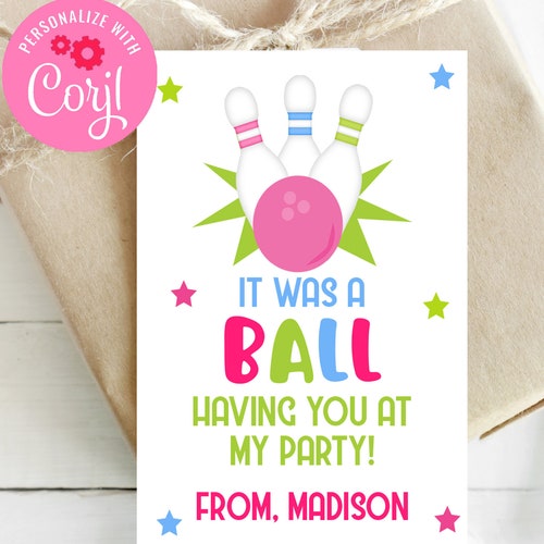 Editable Bowling Tag Bowling Party Favor Tags Bowling - Etsy