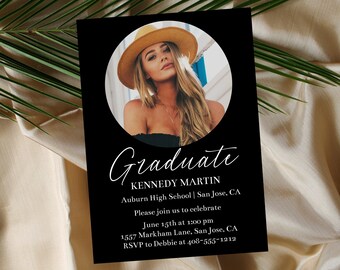 Editable Graduation Photo Announcement Template, Class of 2024, Printable Graduation Party Invitation, Grad Party 4x6 and 5x7, Corjl, #2485