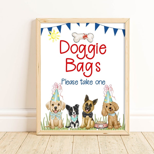 Doggie Bags Sign, Doggy Bag, Puppy Party, Favor Sign, Puppy Decorations, Dog Party, Dog Birthday, Puppy Party Decorations, Puppy Pawty, PAWR