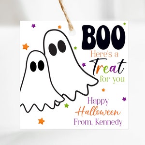 Editable Ghost Tag Halloween Favor Tag Boo Treat Tags Trick or Treat Tag Printable Ghost Treat Tag Halloween Tags For School Classroom Corjl