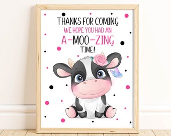 Thanks For Coming, Cow Party Decorations, Farm Birthday, Cow Baby Shower Sign, Barnyard Party, Printable Sign, Instant Download, HCHM