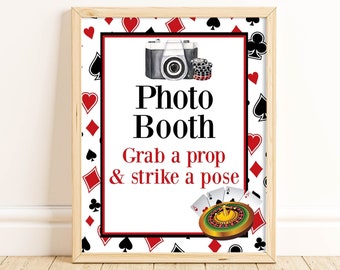 Casino Photo Booth Sign, Casino Birthday Party, Casino Party Decorations, Gambling, Blackjack, Poker Night, Table Sign, Instant, CAS