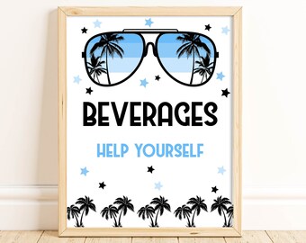 One Cool Dude Beverage Sign, Two Cool, Birthday Party Sign, 1st Birthday, 2nd Birthday, Sunglasses, Boy Birthday, Drinks Sign, BLOC