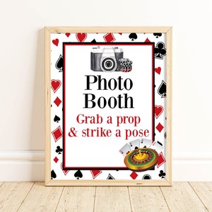 Casino Photo Booth Sign, Casino Birthday Party, Casino Party Decorations, Gambling, Blackjack, Poker Night, Table Sign, Instant, CAS