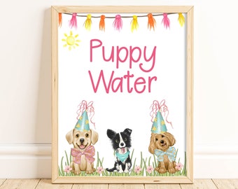 Puppy Water Sign, Puppy Party, Puppy Decorations, Dog Party, Dog Birthday, Puppy Party Decorations, Puppy Pawty, Party Sign, Instant, PAWB