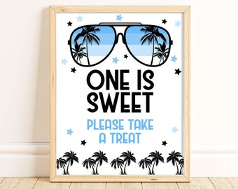 One Is Sweet Please Take a Treat Sign, One Cool Dude Birthday Party Decorations, Birthday Party Sign, 1st Birthday, Sunglasses, BLOC