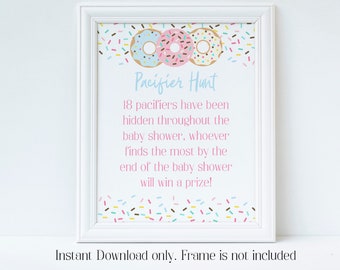 Pacifier Hunt, Donut Sprinkle Baby Shower, Baby Sprinkle, Donut Baby Shower, Shower Sign, Baby Shower Game, Instant, Fun Shower Game, DSBS