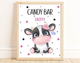 Cow Candy Bar Sign, Treats Table Sign, Farm Birthday Party Decorations, Holy Cow 1st Birthday, Printable Birthday Sign, Instant, HCHM