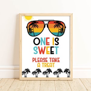 One Is Sweet Please Take a Treat Sign, One Cool Dude Birthday Party Decorations, Birthday Party Sign, 1st Birthday, Sunglasses, ONEC