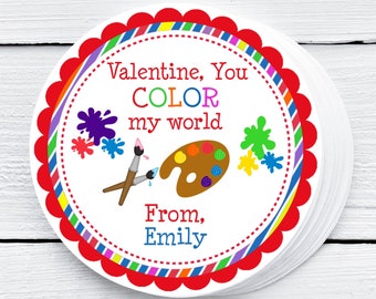 Crayon Valentines, You Color My World, Art Valentine, Non Candy Valentine, Valentine School, Preschool Valentine, Class Valentines, School