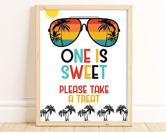 One Is Sweet Please Take a Treat Sign, One Cool Dude Birthday Party Decorations, Birthday Party Sign, 1st Birthday, Sunglasses, ONEC