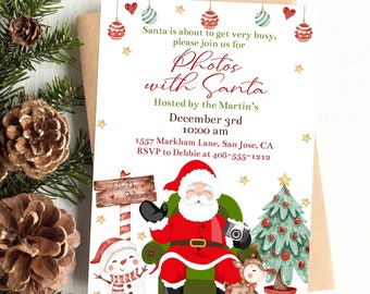 Editable Photos With Santa Invitation Template, Printable Take a Photo With Santa Claus Invite, Meet and Greet With Santa, Corjl, PWSC