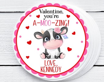 Cow Valentine Tags, You're A-Moo-Zing, Farm Valentines, Kids Valentines For School, Preschool Valentines, Daycare Valentine Gift, Co Worker