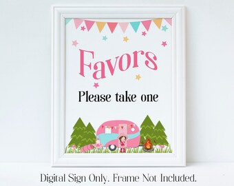 Favors Sign, Glamping Party, Camping Party, Glamping Decorations, Camping Decor, Glamping Birthday, Girls Birthday, Instant Download, GLBP