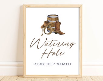 Printable Cowboy Watering Hole Sign | 1st Rodeo Decorations | Wild West | Cowboy Birthday | Cowboy Baby Shower | Drink Sign | Instant | FRBP