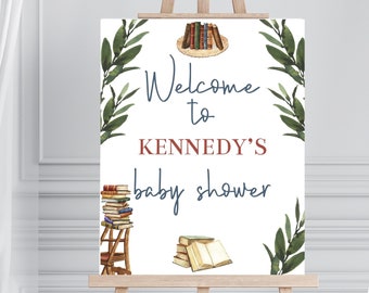 Editable Book Baby Shower Welcome Sign Template | Storybook Baby Shower | Book Baby Shower Decorations | Gender Neutral | Corjl | BOBS
