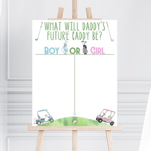 Printable Golf Gender Reveal Cast Your Vote Sign, What Will Daddy&#39;s Future Caddy Be, Golf Baby Shower, Gender Voting Sign, Instant, GGRB