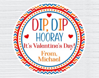 Dip Dip Hooray It's Valentine's Day Tag For Kids Valentines For School Classroom Party, Valentine Class Swap, Shipped Valentines For Friends