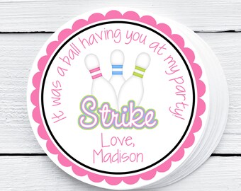 Bowling Party, Bowling Favor Tag, Bowling Birthday, Bowling Favors, Girl Bowling Party, Pink Bowling Tag, Bowling Tag, Girls Birthday Party