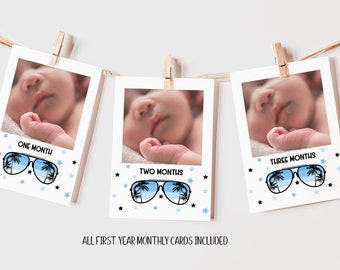One Cool Dude First Year Photo Banner Template, Printable First Birthday Party Decorations, 1st Birthday Banner, Add Photos With Corjl, BLOC