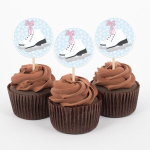 Instant Download Ice Skating Cupcake Toppers, Winter Birthday Party Decorations, Printable Ice Skating Party, Girls Birthday Party