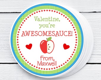 You're Awesomesauce, Valentine's Day Tag, Applesauce Valentine, Valentines Classroom, Applesauce Squeeze Pouch, School Valentines, Preschool