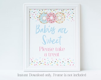 Treats Sign, Babies are Sweet, Please take a Treat, Donut Sprinkle Baby Shower, Baby Sprinkle, Donut Baby Shower, Baby Shower Sign, DSBS