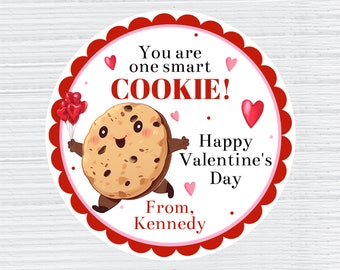 You Are One Smart Cookie Valentine Tag, Kids Cookie Valentines For Classroom Valentine's Day Party, Shipped Valentines For Class Valentines