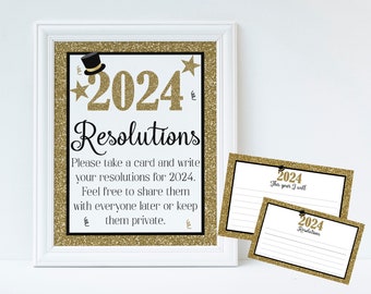 2024 New Years Resolutions, New Year's Eve Party, Printable New Years Eve Game, Instant Download, New Year's Eve Party Decorations, NYE